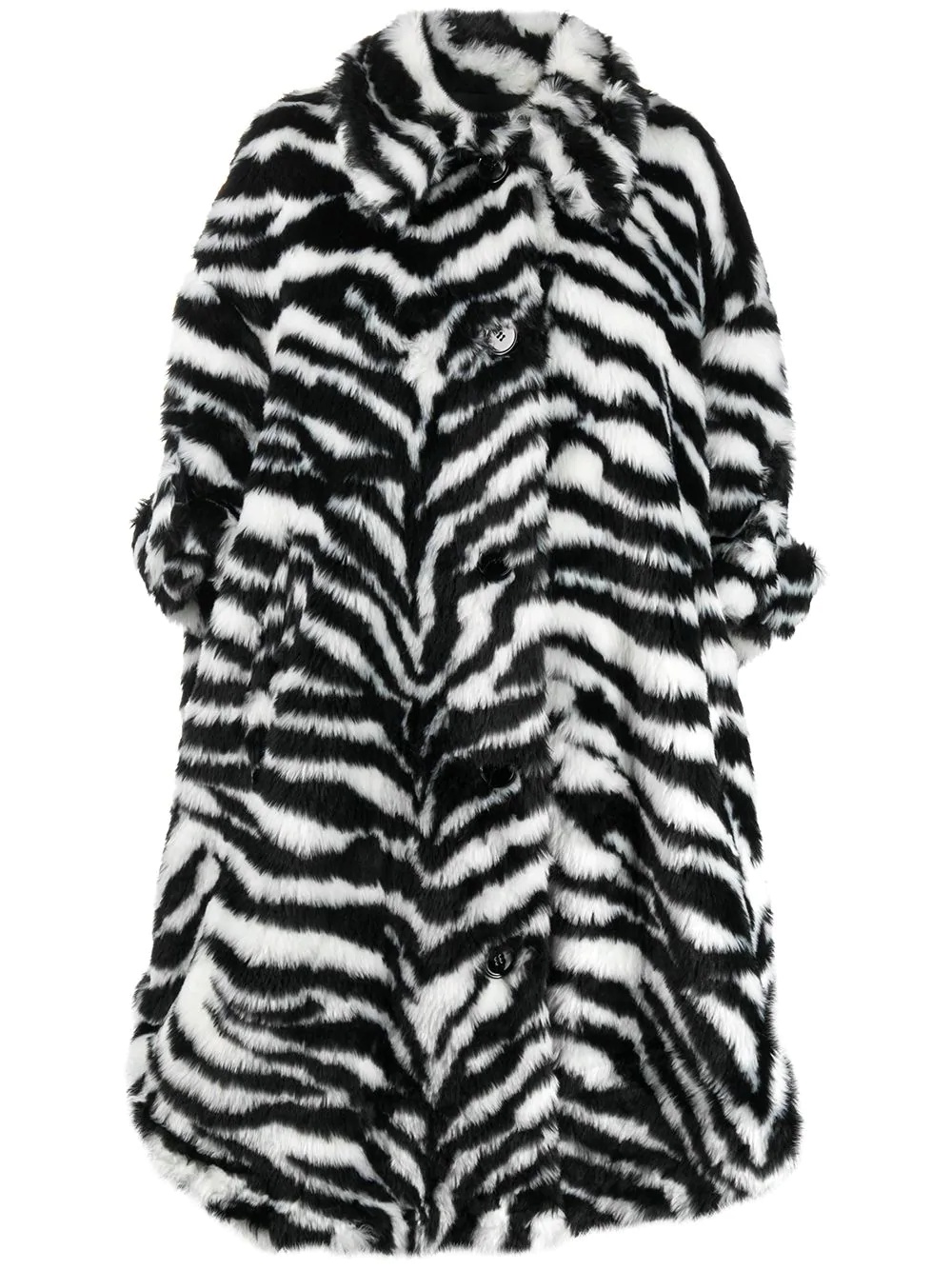 oversized zebra high-low coat - 1