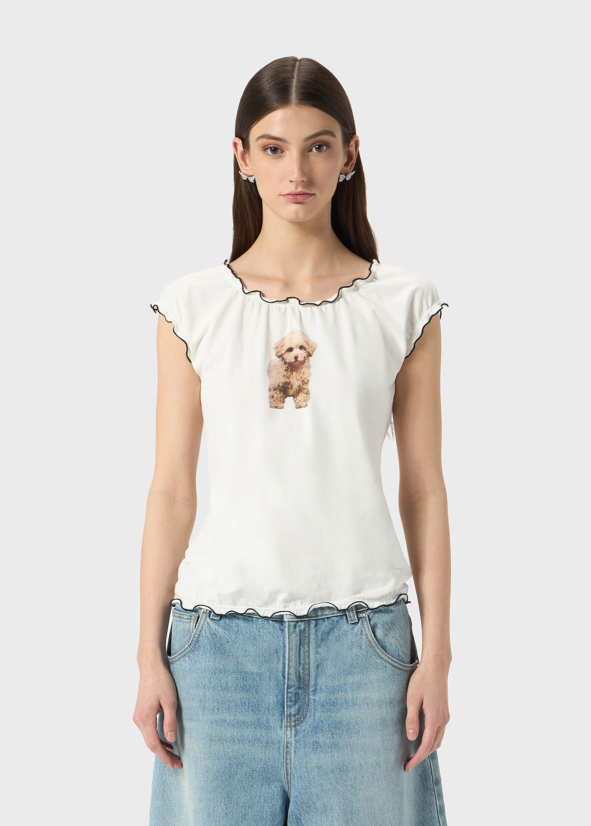 JERSEY SWEATER WITH PUPPY PRINT AND RUFFLES - 3