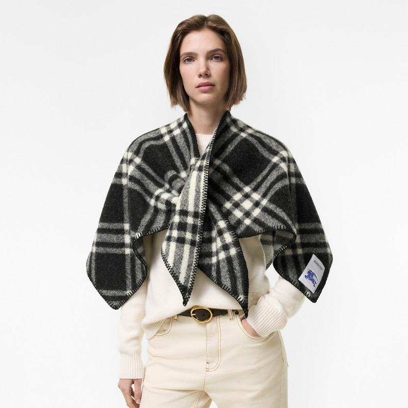 Burberry Check Wool Scarf Capelet outlook