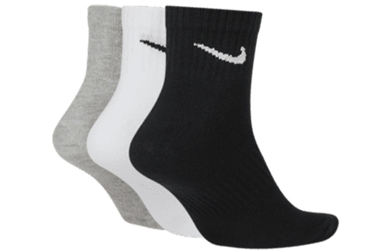 Nike Men's Nike Solid Color Logo Casual Sports Training Mid Tops Socks 3 Pairs Gray / White / Black SX767 outlook