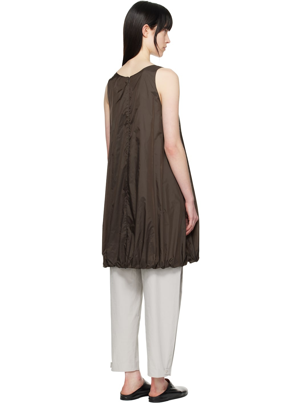 Brown Nylon Volume Minidress - 3
