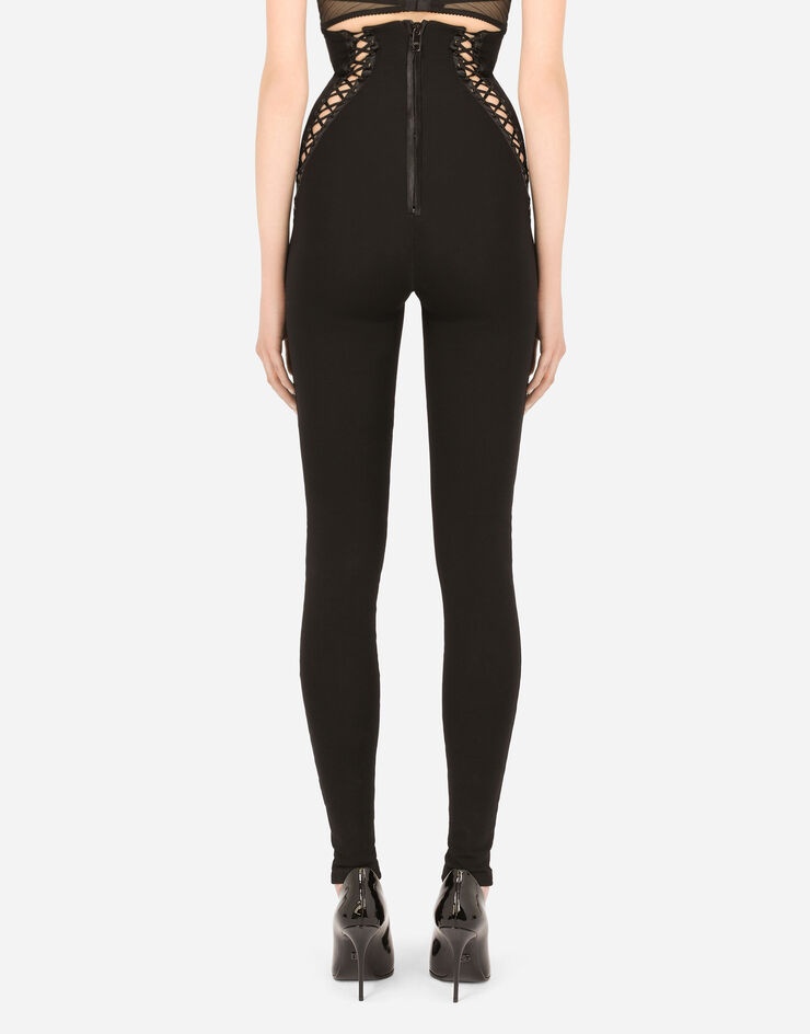 High-waisted viscose leggings with laces - 2