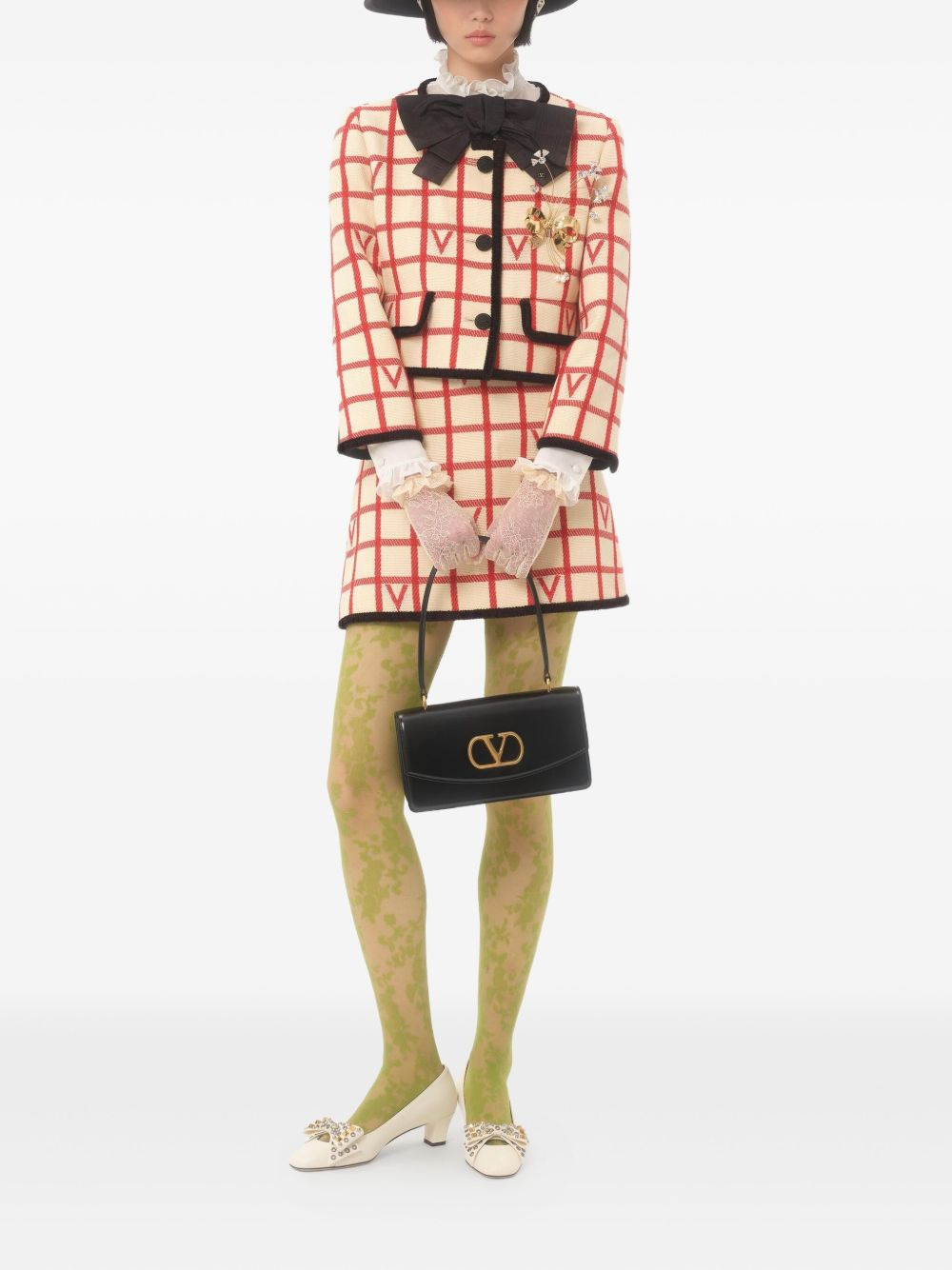 grid pattern embellished jacket - 2