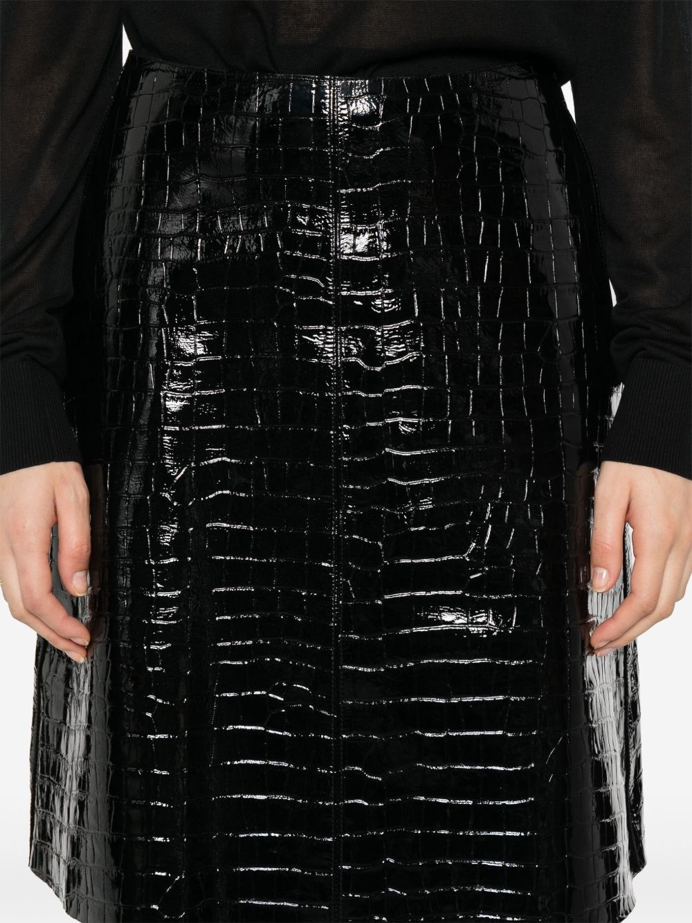 crocodile-embossed skirt - 5
