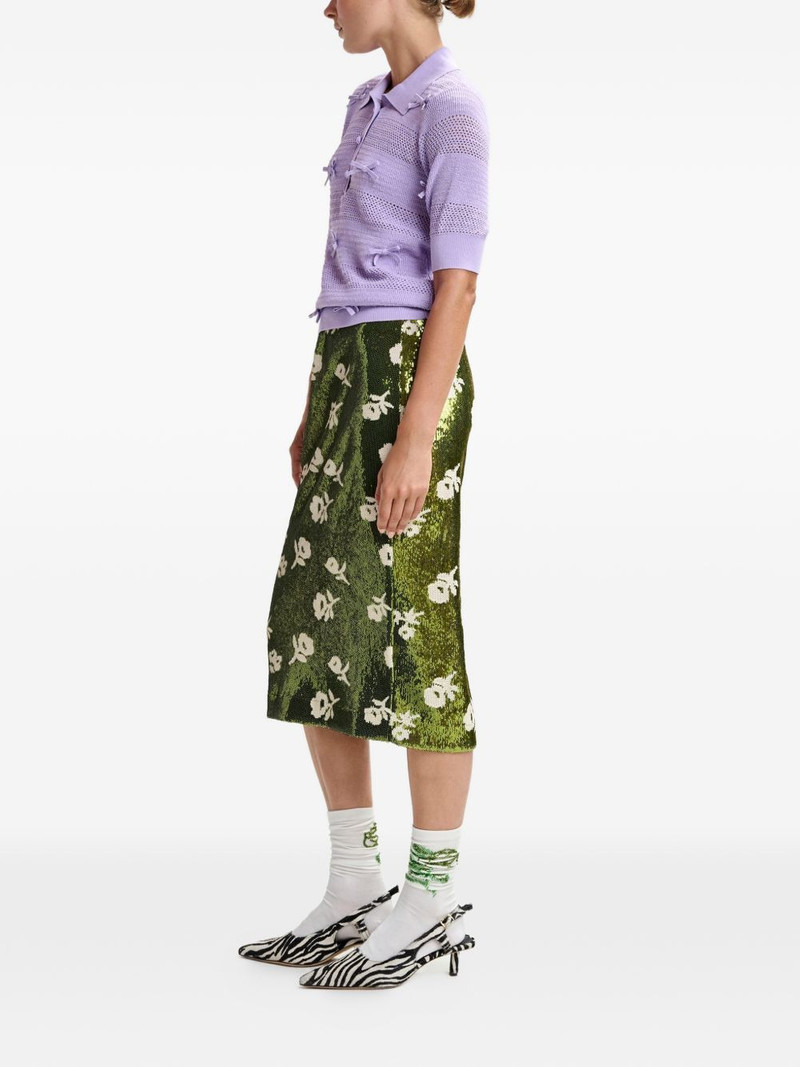 sequin-embellished floral-detail midi skirt 3
