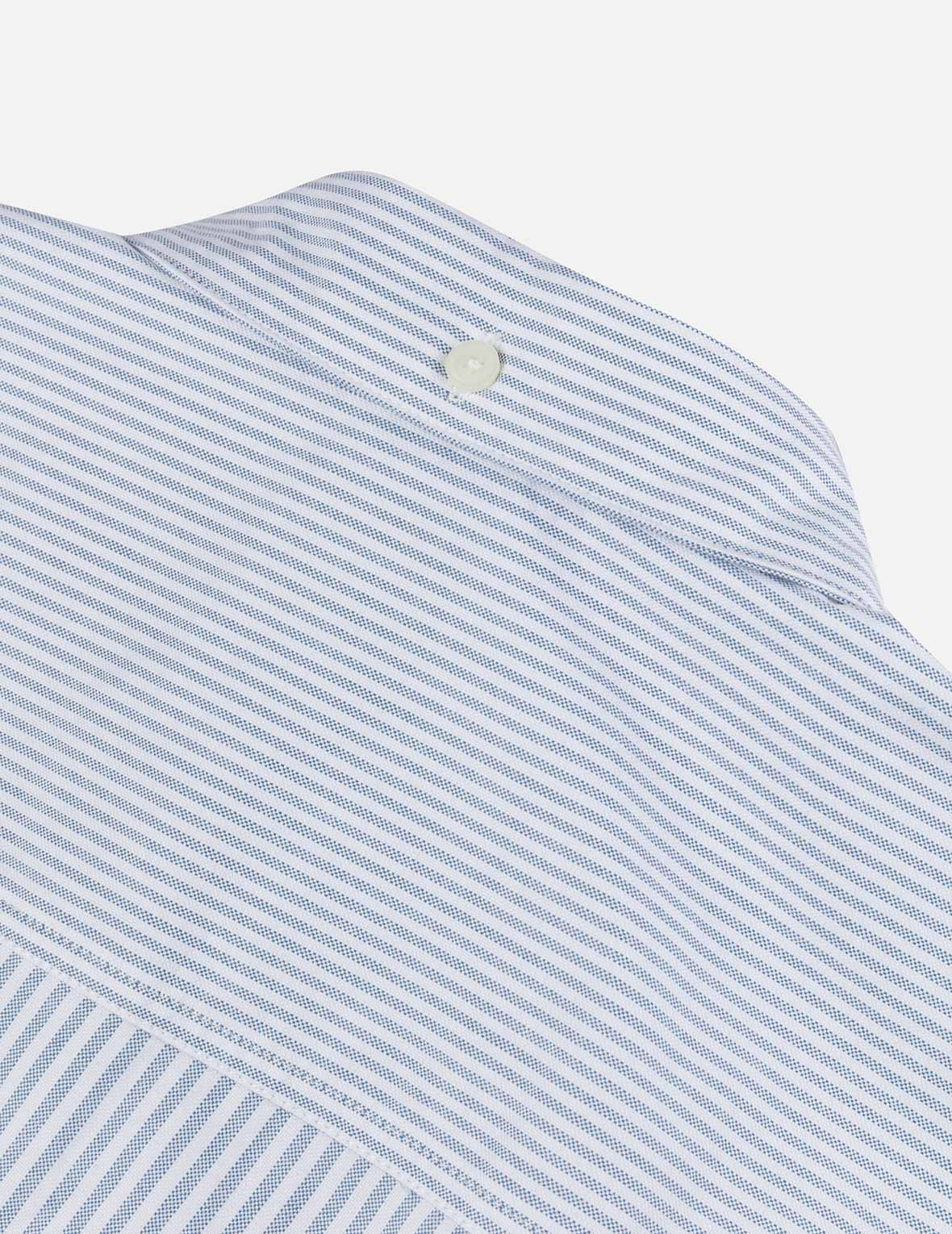 Deconstructed Seagull Embroidery Relax Fit Striped Shirt - 10