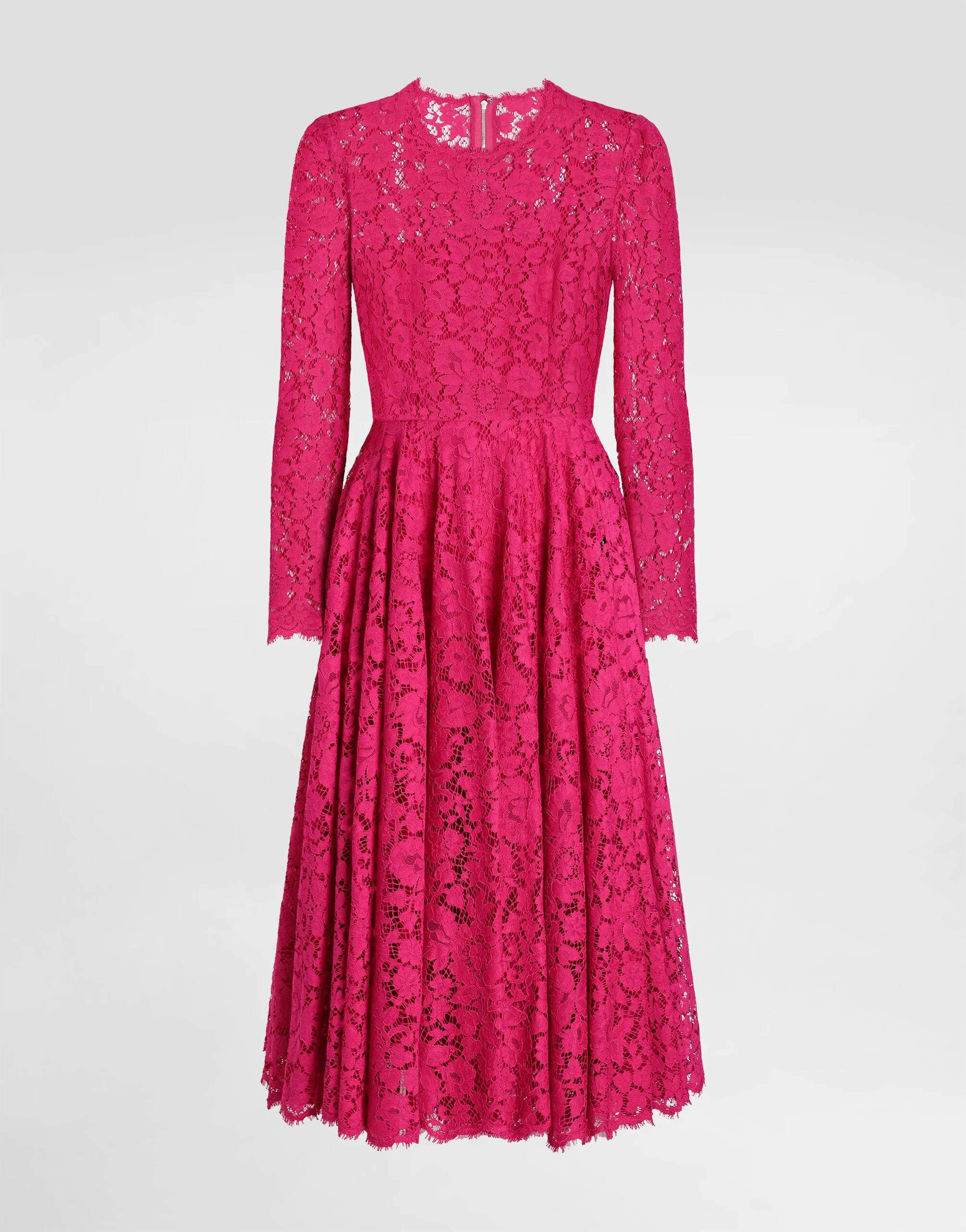 Calf-length circle-skirt dress in cordonetto lace - 1