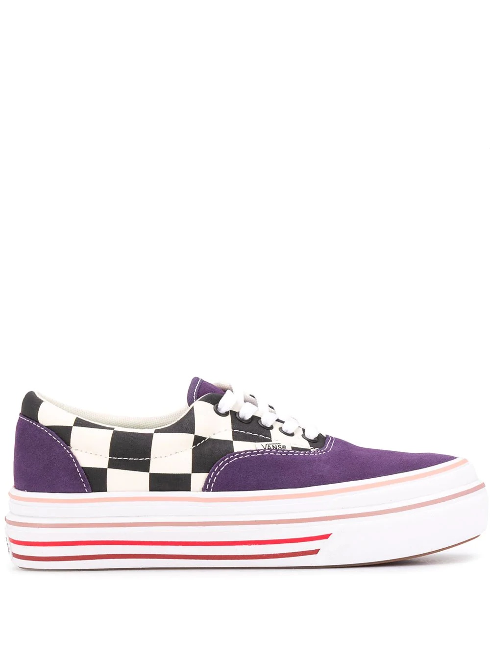 chunky check lace-up trainers - 1