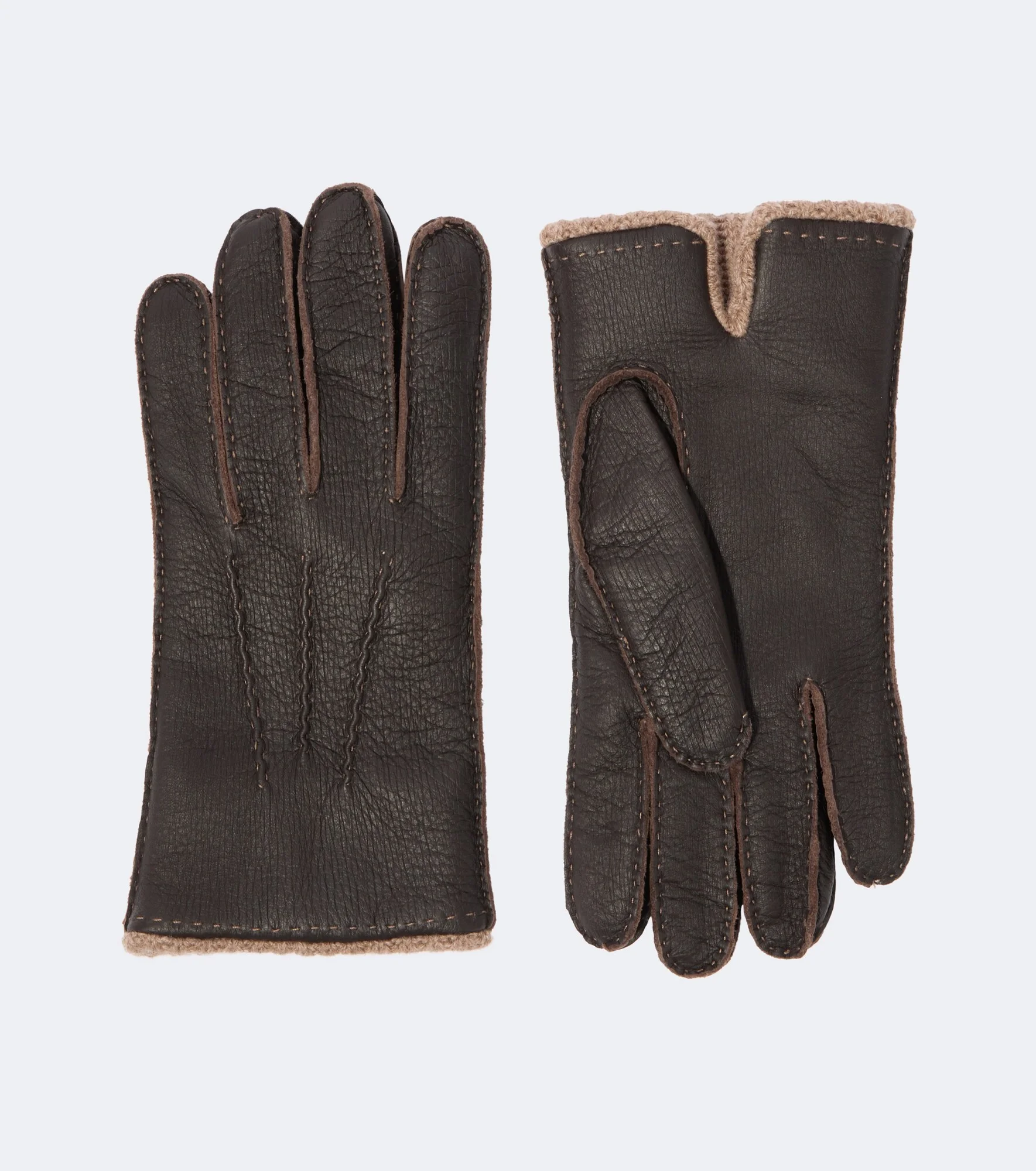Leather and cashmere gloves - 1