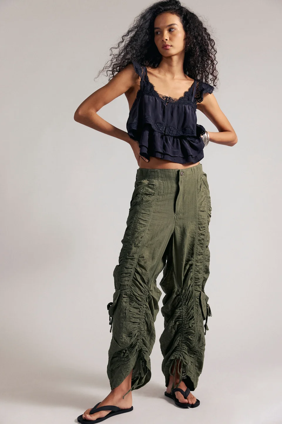 We The Free Scorpio Shirred Mid-Rise Cargo Pants - 1