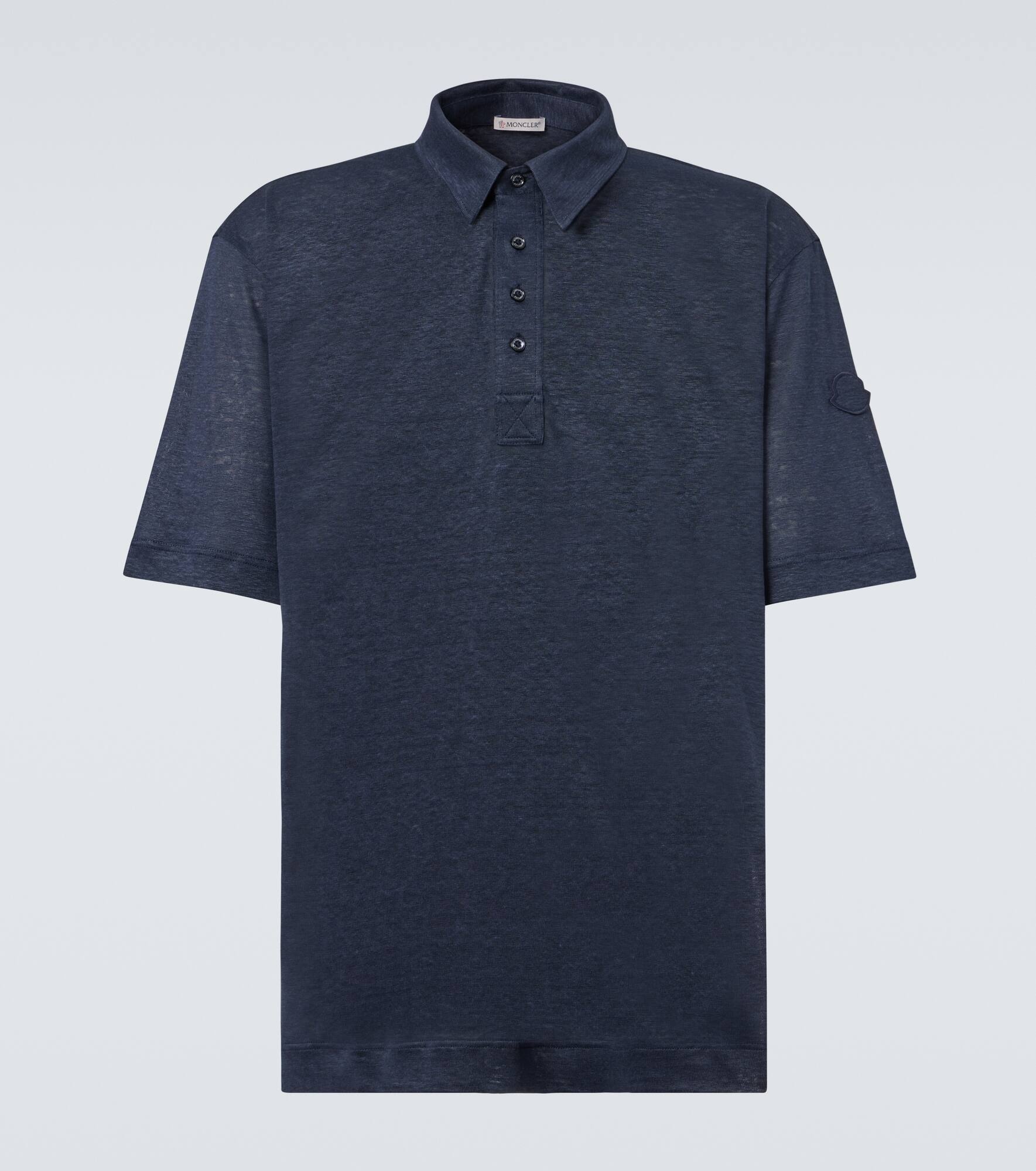 Logo linen polo shirt - 1