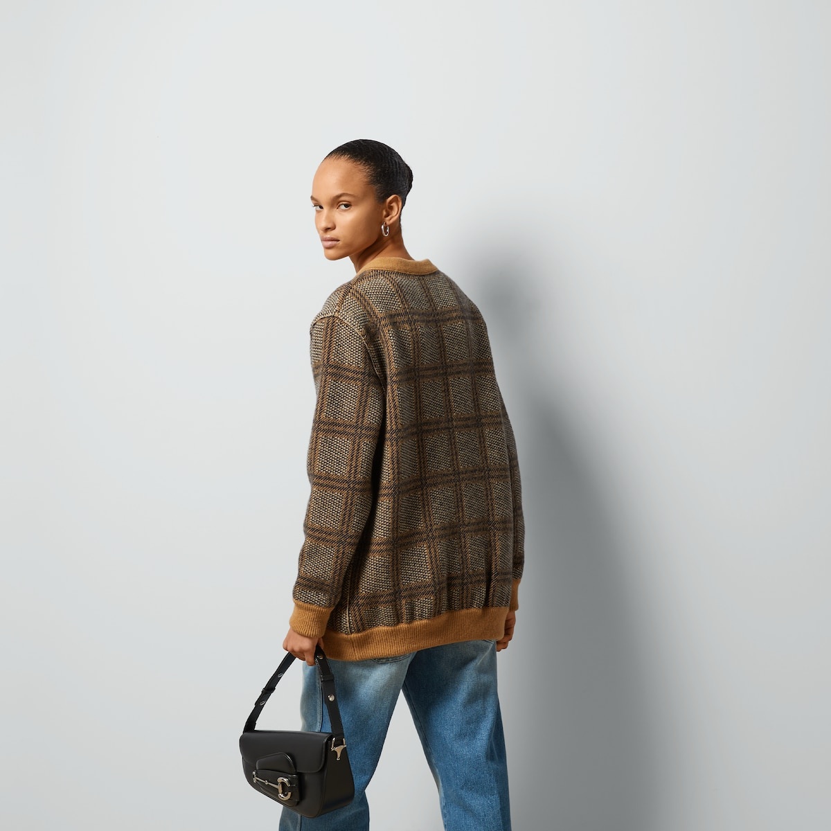 Reversible checked wool cardigan - 6