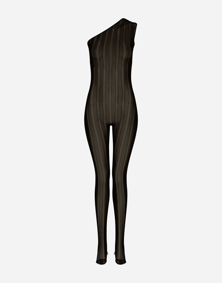One-shoulder tulle jacquard jumpsuit - 3