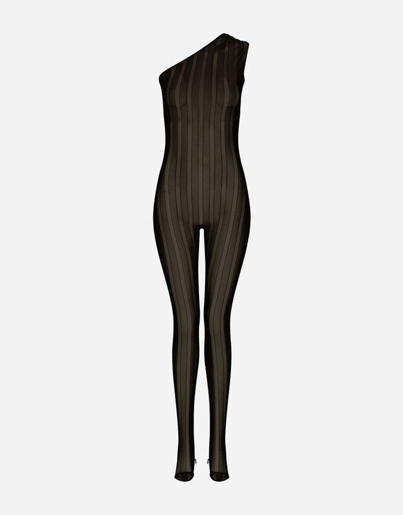 One-shoulder tulle jacquard jumpsuit 3