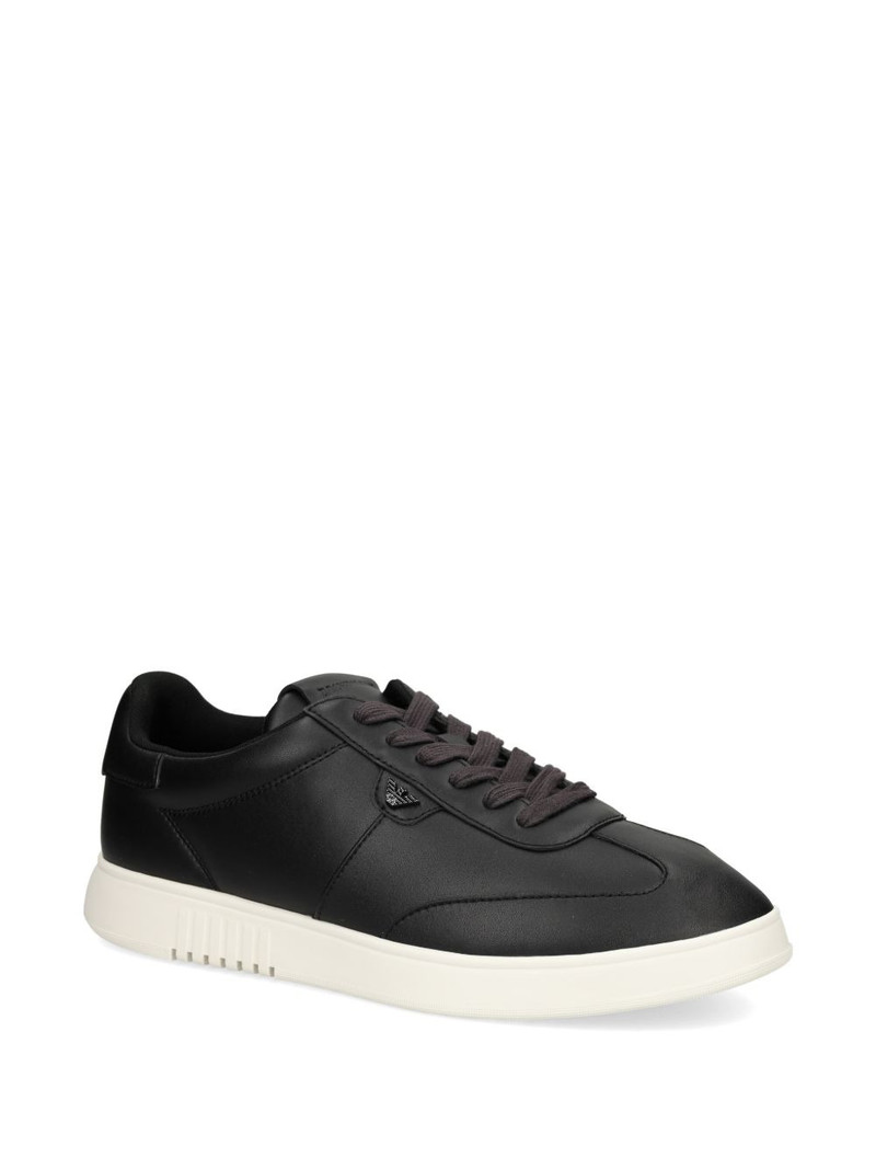 EMPORIO ARMANI logo-plaque leather sneakers outlook