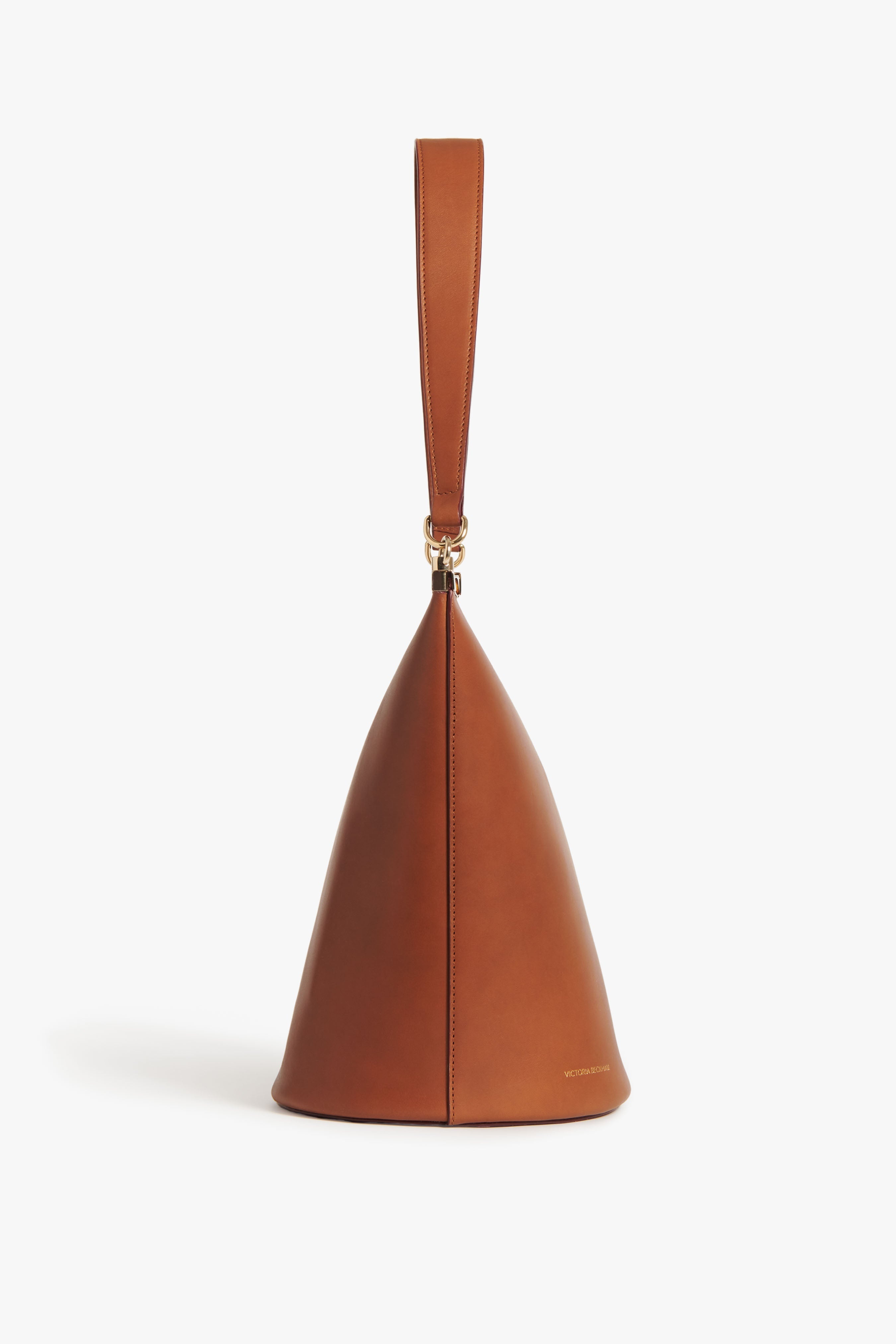 Frame Bucket Bag In Cognac Leather - 4