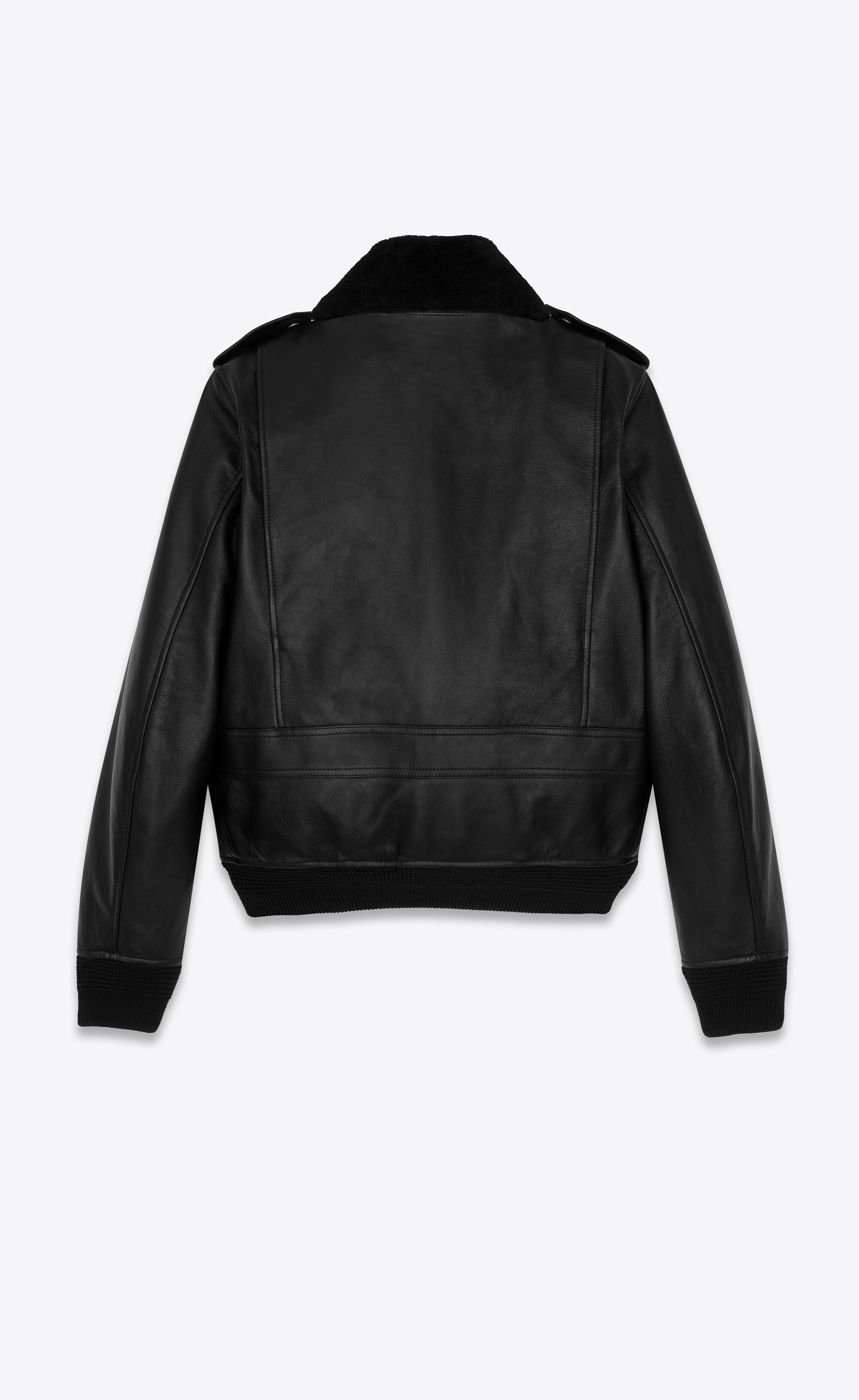 leather and shearling bomber jacket - 3