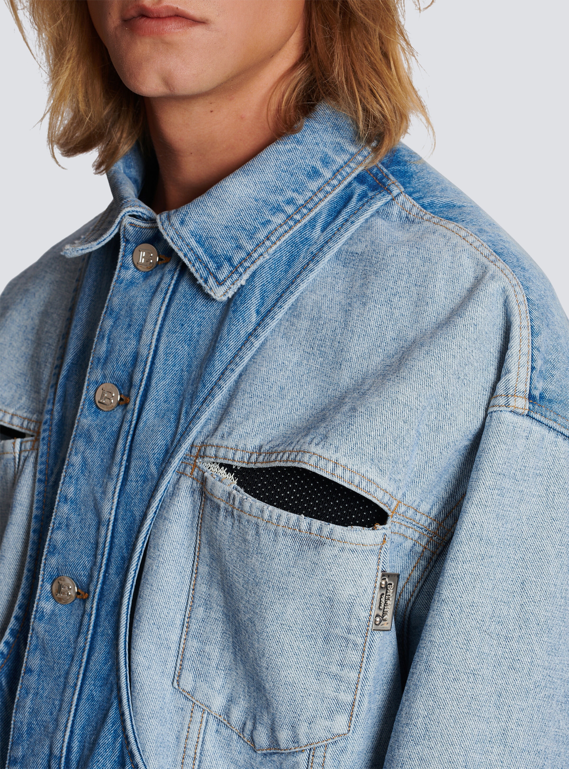 Reverse cut denim jacket - 8