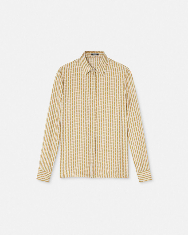 Pinstripe Chain Silk Shirt - 1