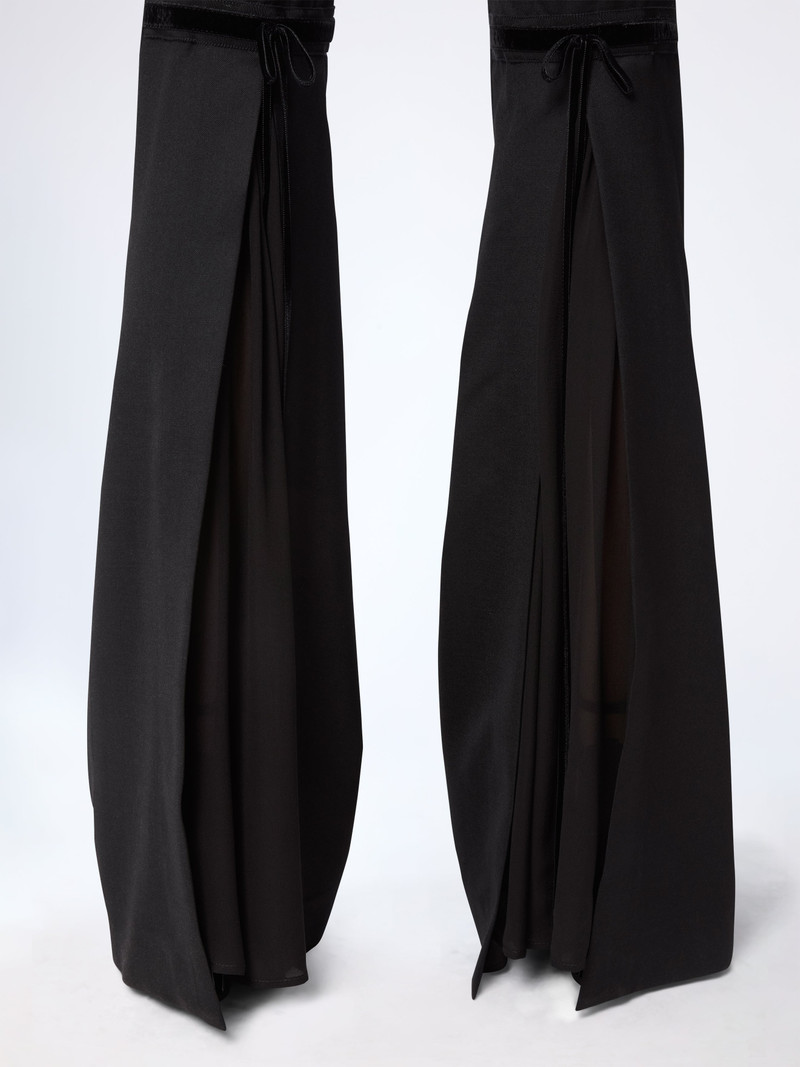 Flared Wool Gabardine Pants With Bow Detail 3