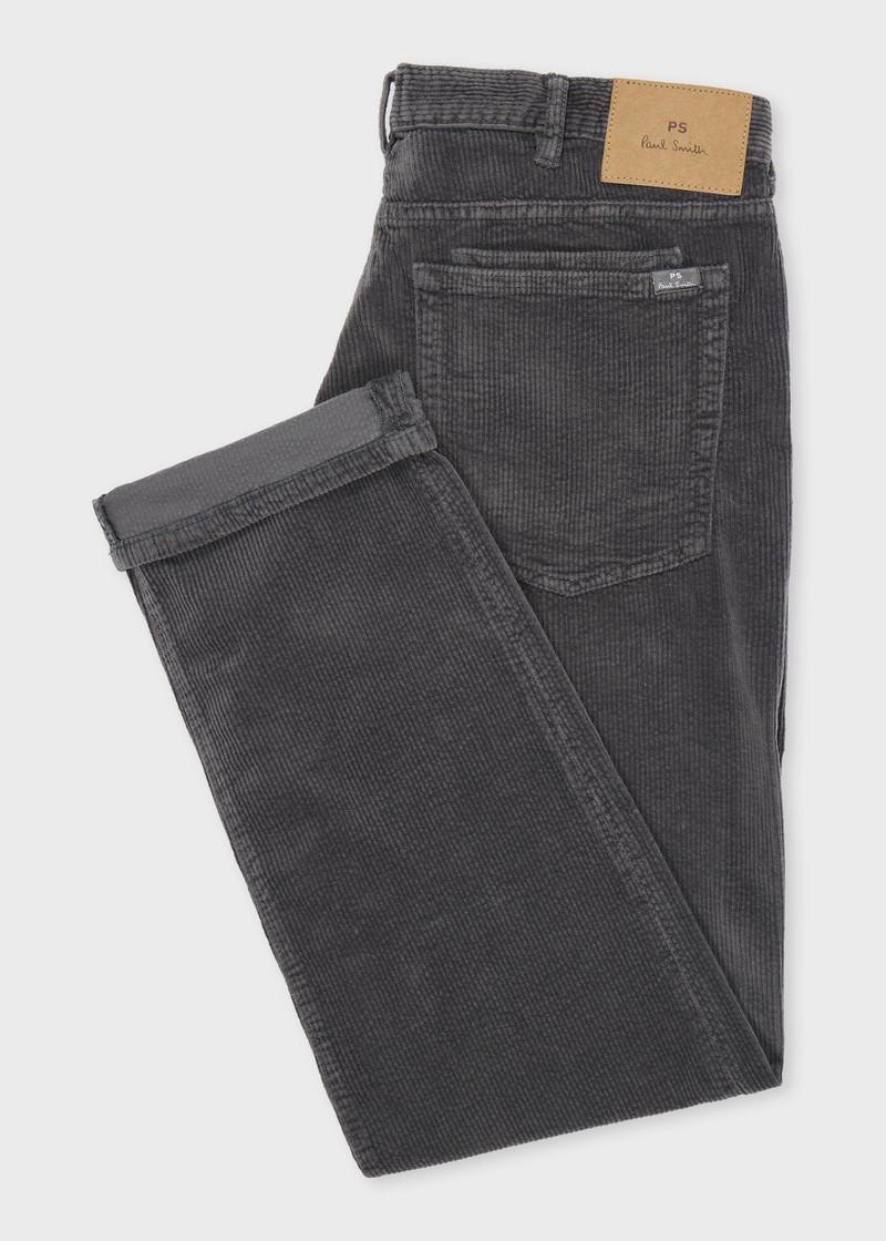 Paul Smith Relaxed Tapered-Fit Smoke Grey Corduroy Trousers outlook