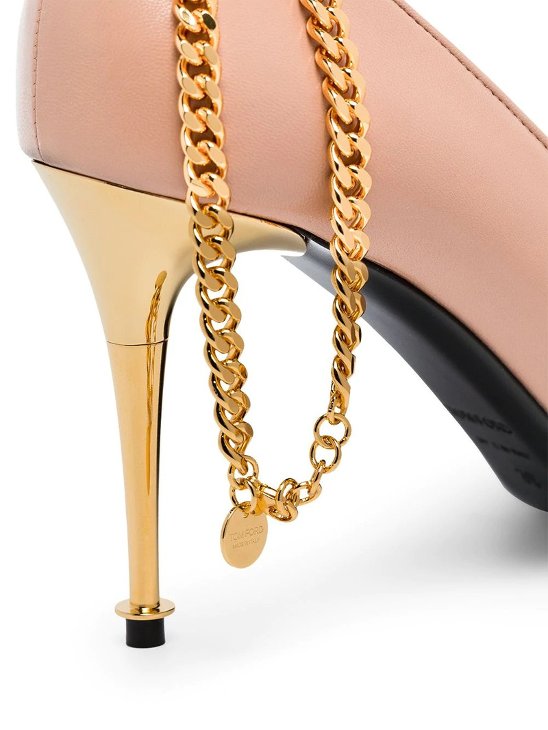 chain-trimmed 85mm leather pumps 5