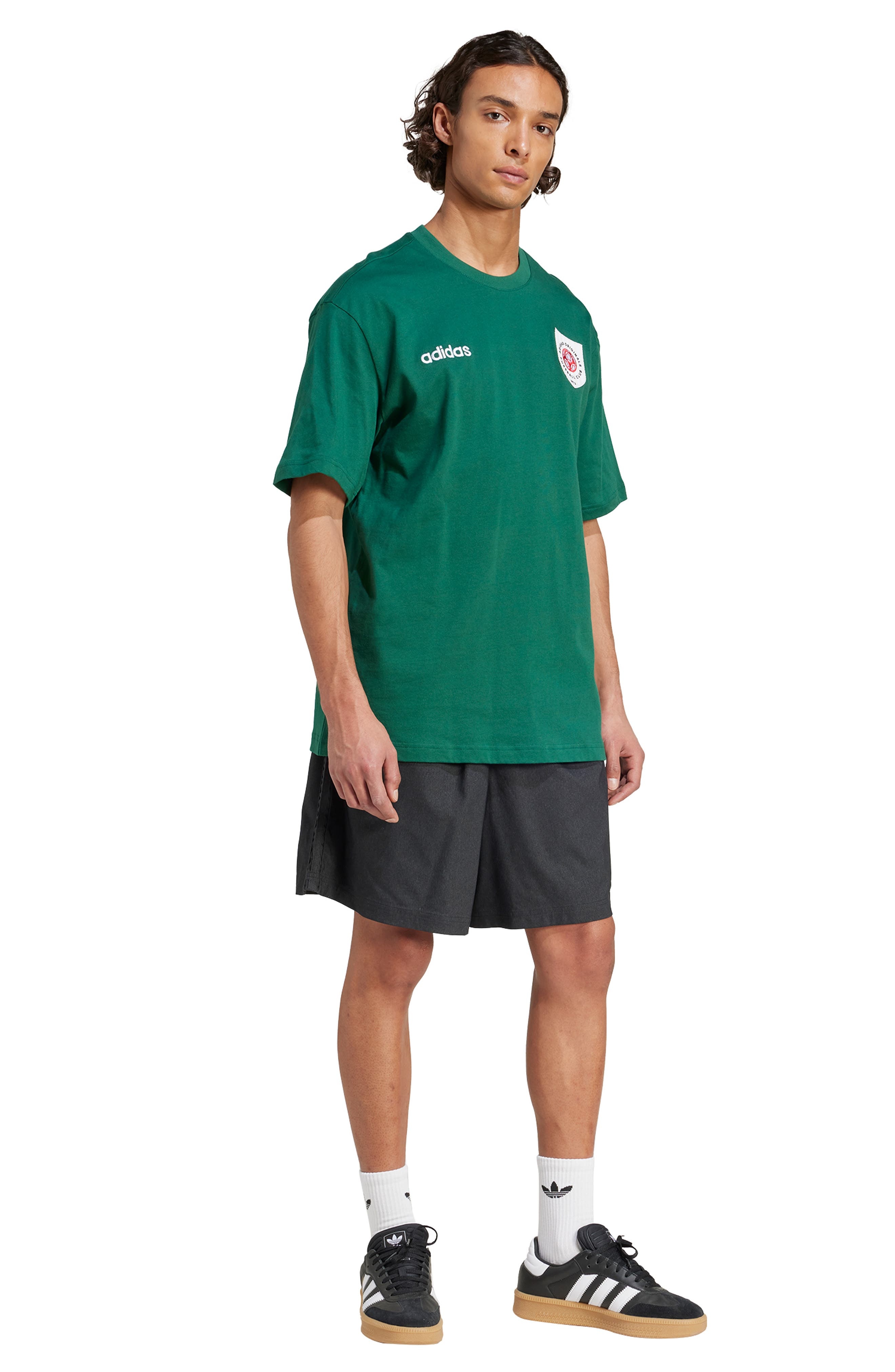 adidas Badge Appliqué Embroidered T-Shirt in Collegiate Green/Green at Nordstrom - 6