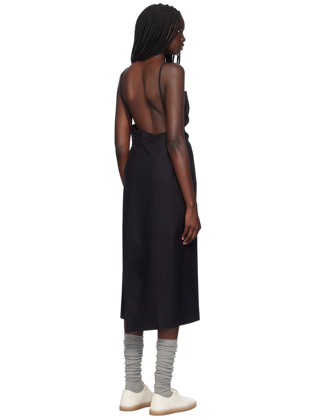 Black Yumi Apron Midi Dress - 3