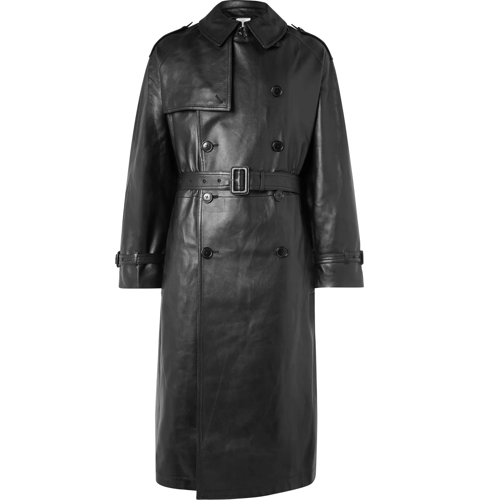 Oversized Leather Trench Coat - 1