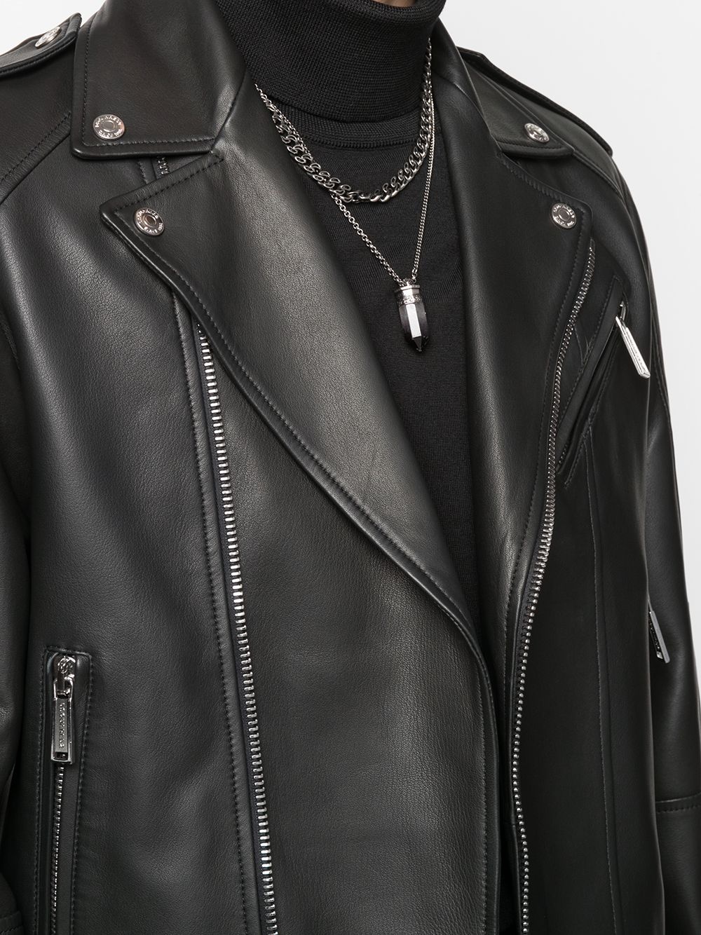 leather biker jacket - 5