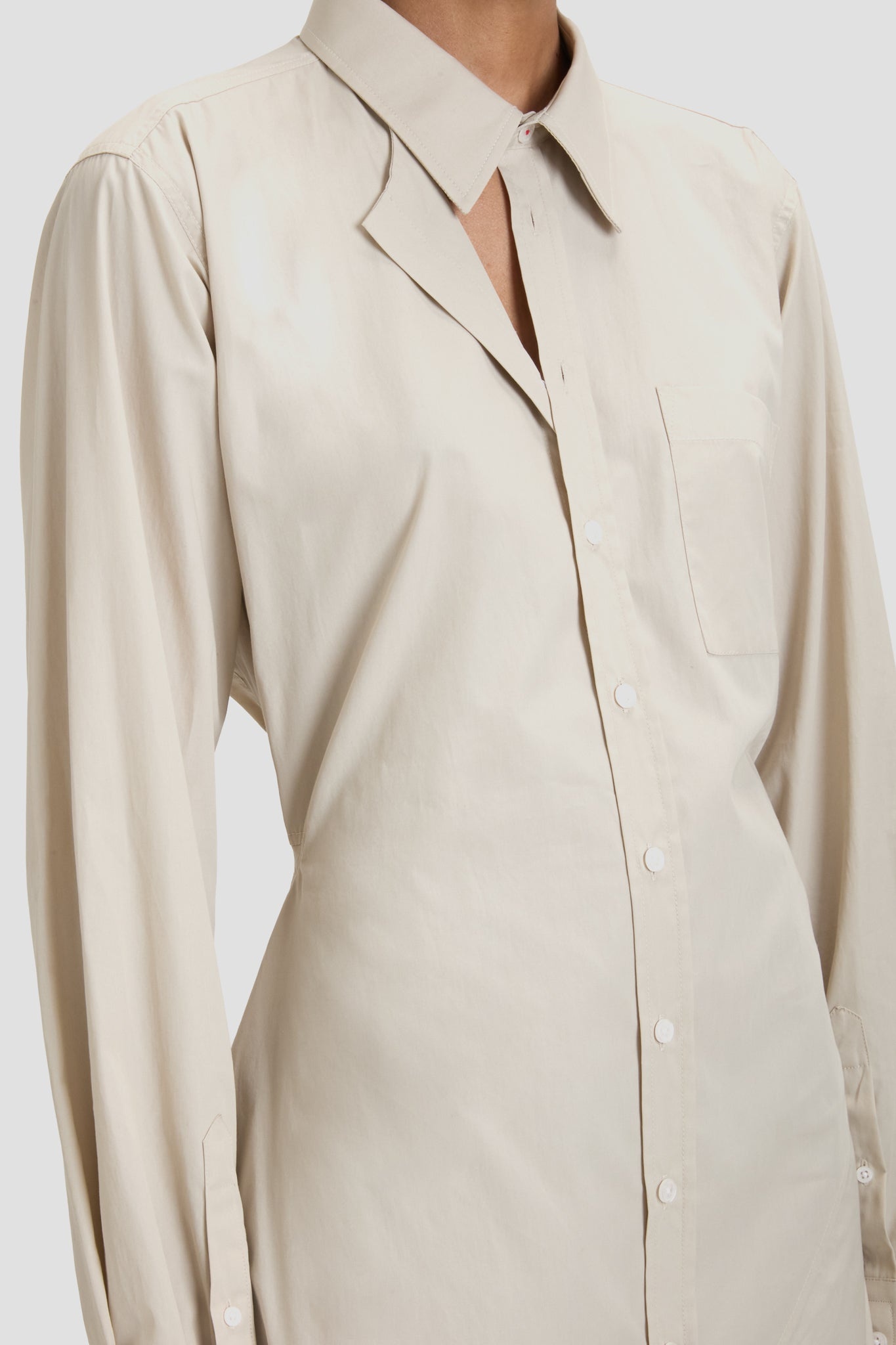 Panelled Shirt Dress In Pumice - 4