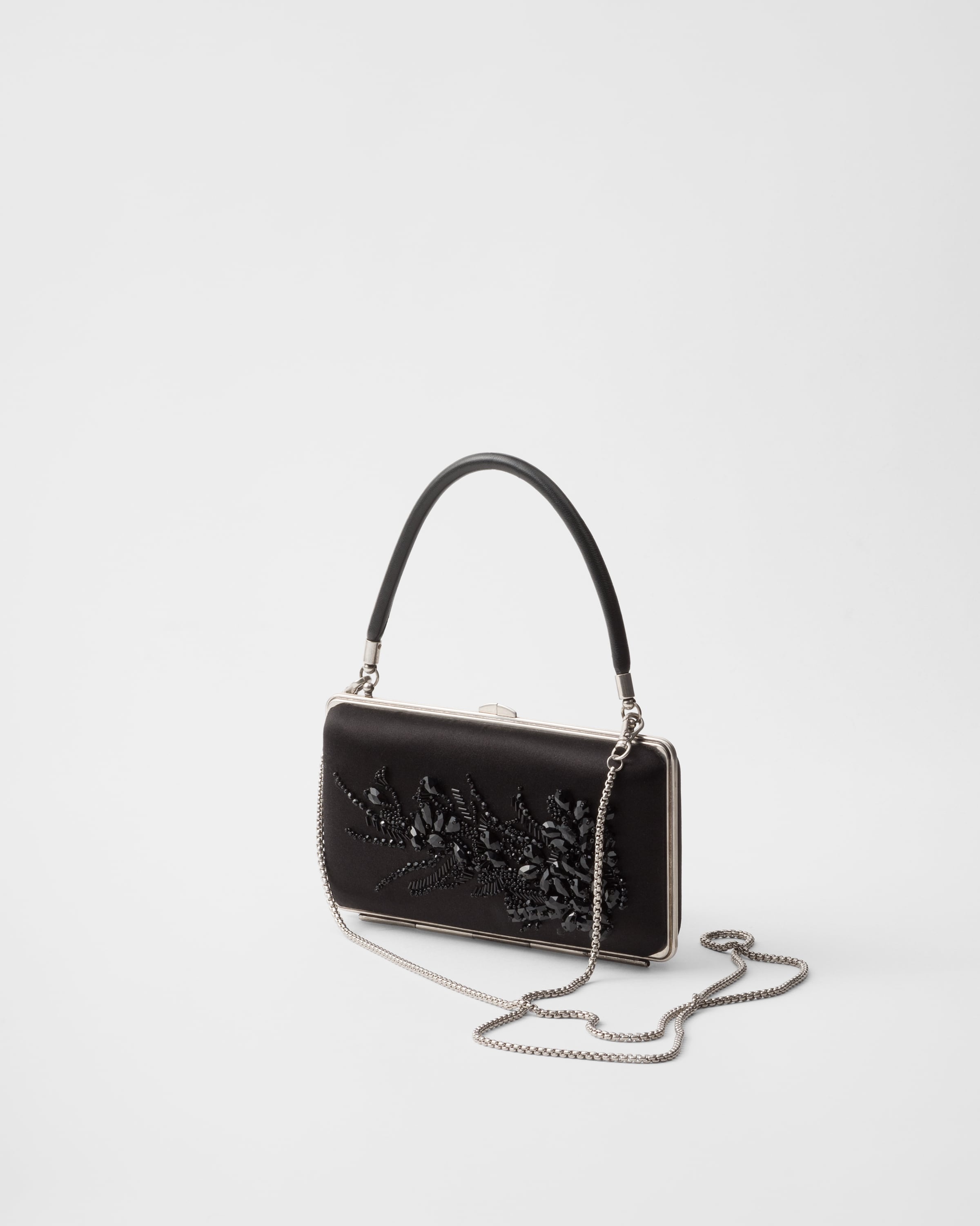 Embroidered satin clutch - 3