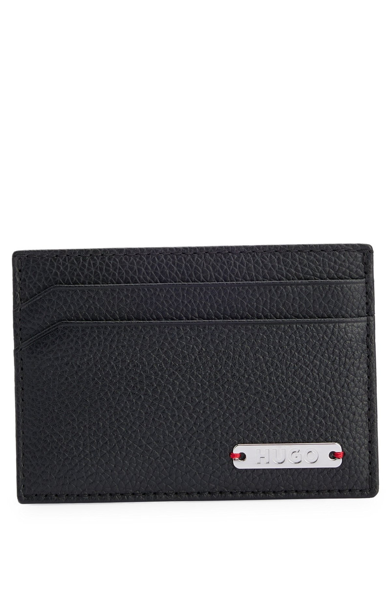 GRAINED-LEATHER CARD HOLDER WITH LOGO PLATE 1