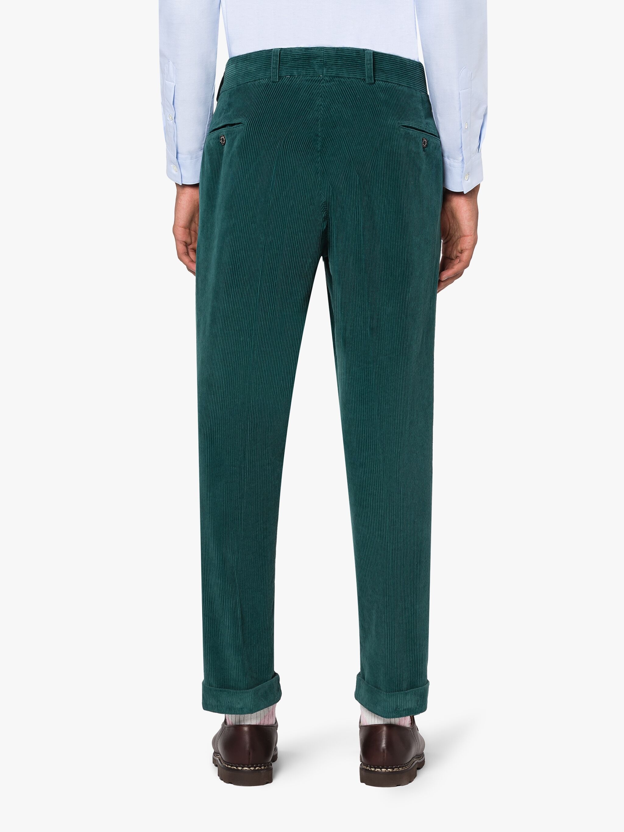 TEAL CORDUROY COTTON CHINO TROUSERS - 4
