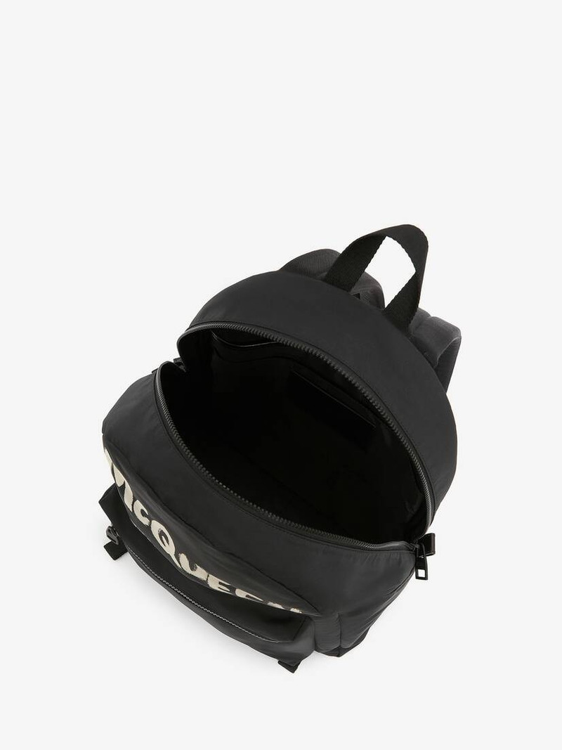Mcqueen Graffiti Metropolitan Backpack in Black/ivory 4