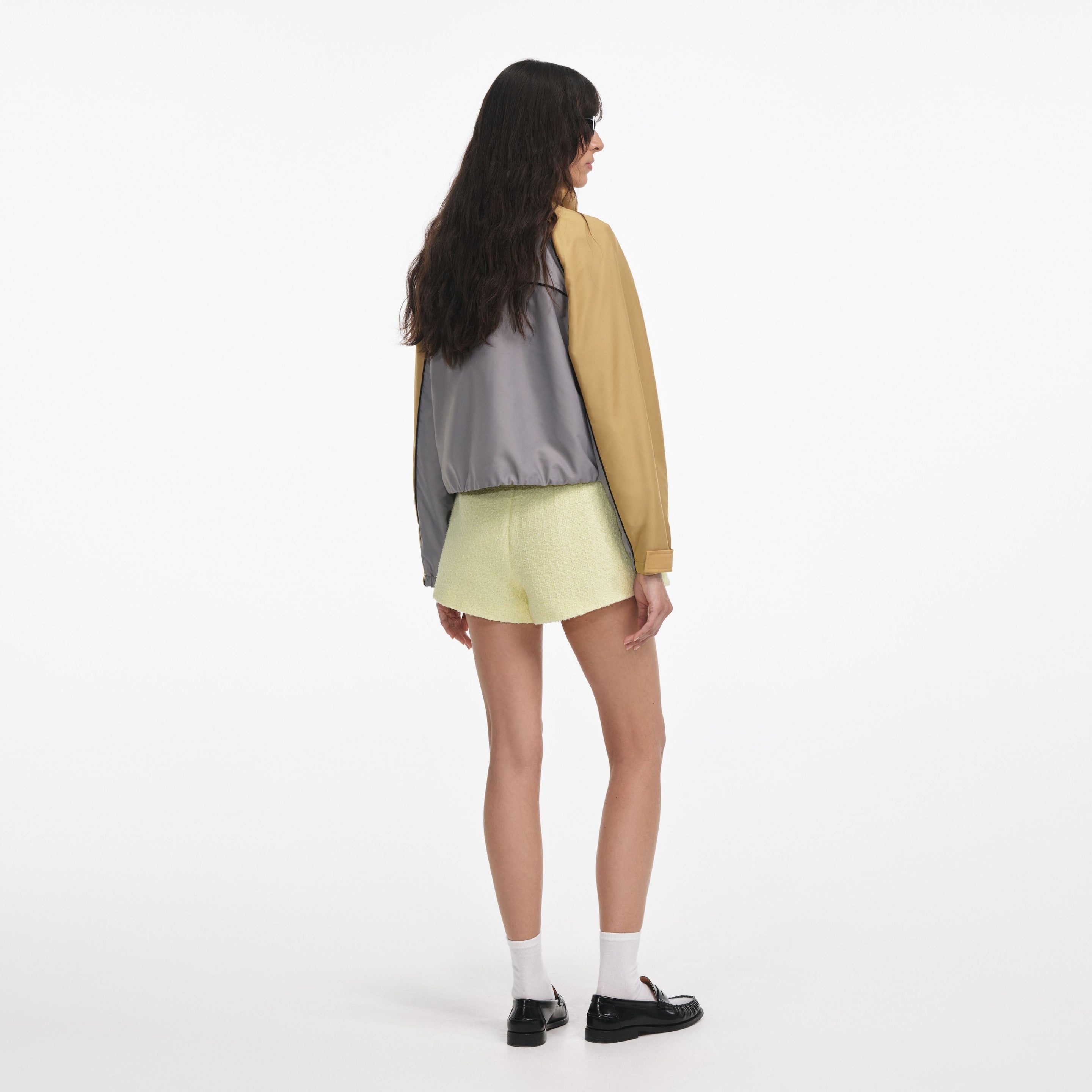 Grey Nylon Cropped Windbreaker - 3