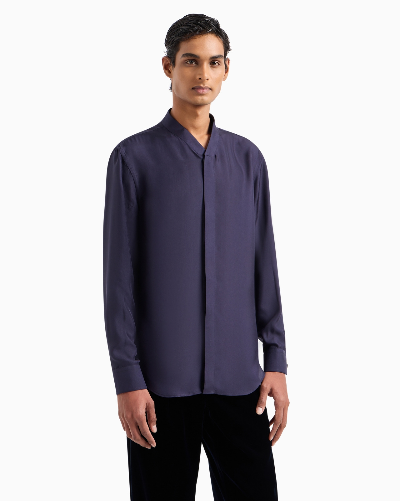 Giorgio's regular-fit silk twill shirt - 4