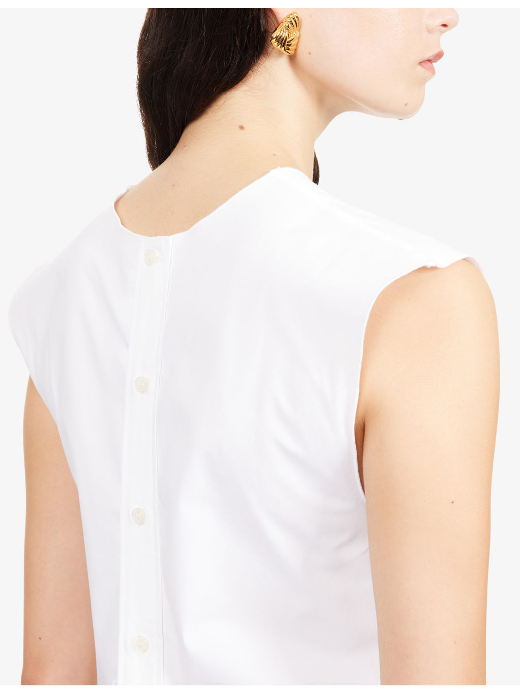 Sleeveless Bib Cotton Shirt - 6