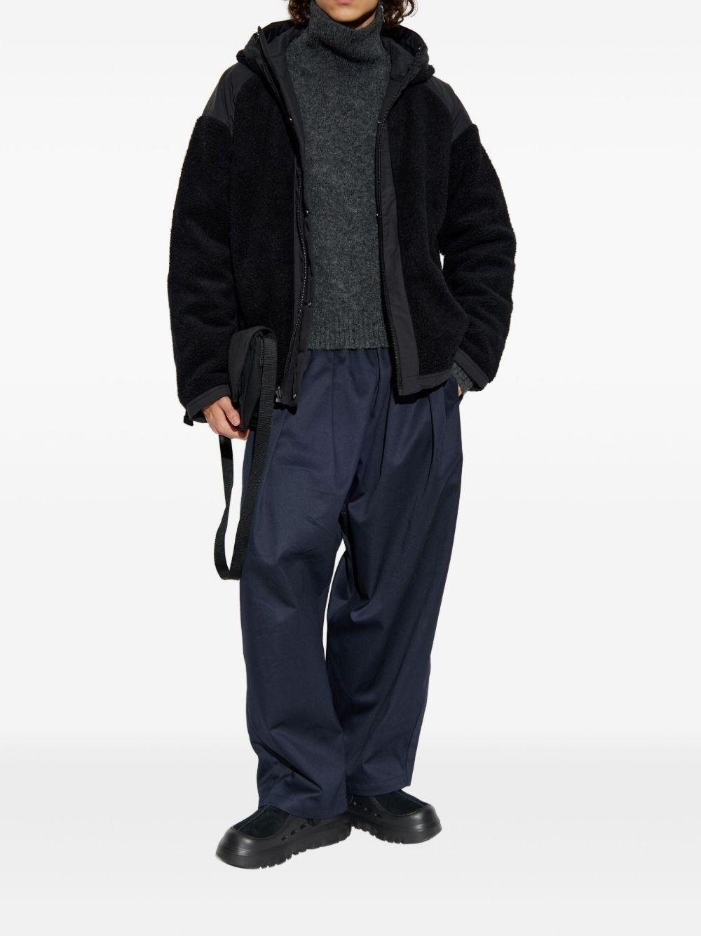 logo-patch fleece jacket - 2