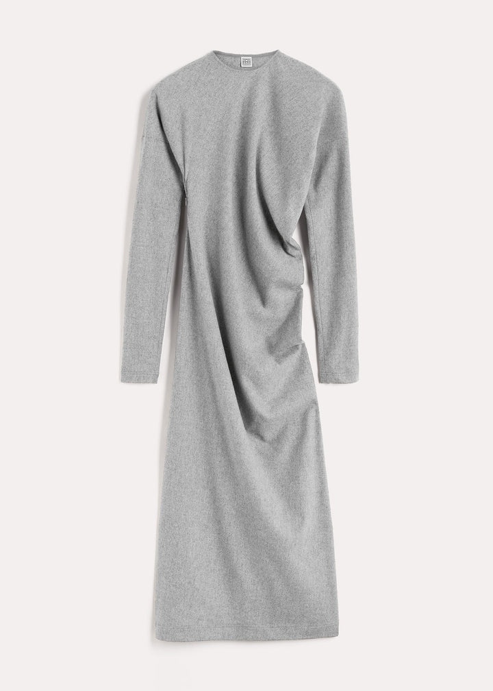 Twisted flannel dress light grey melange - 1