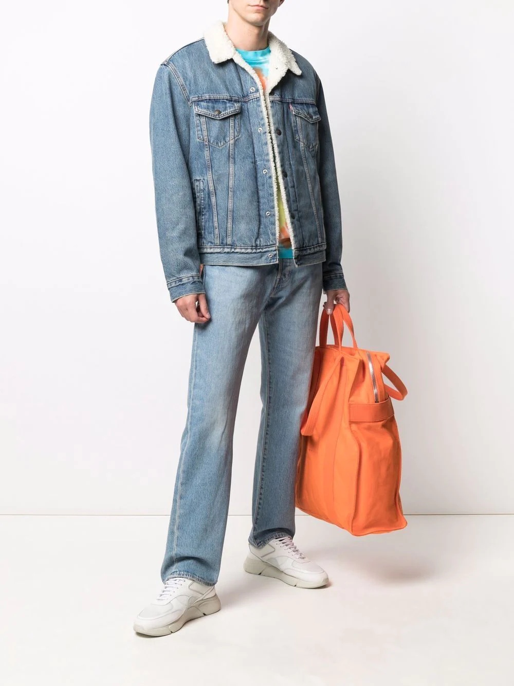 faux shearling-lined denim jacket - 2