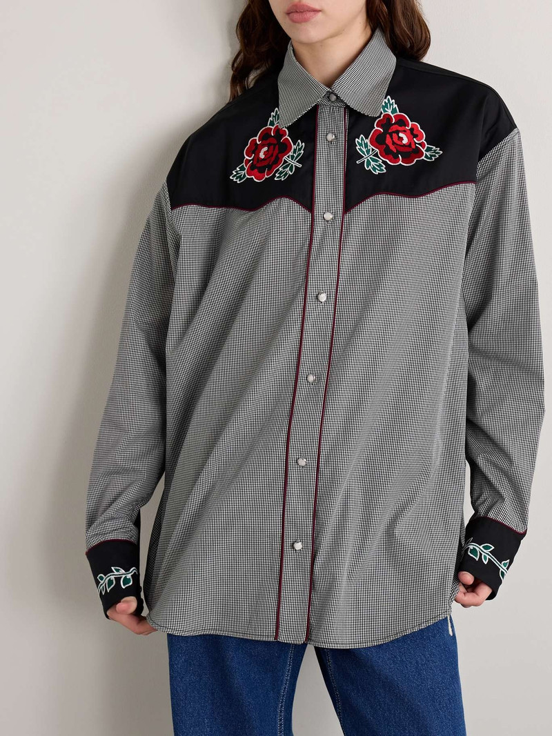 Meredith appliquéd piped gingham cotton shirt 3