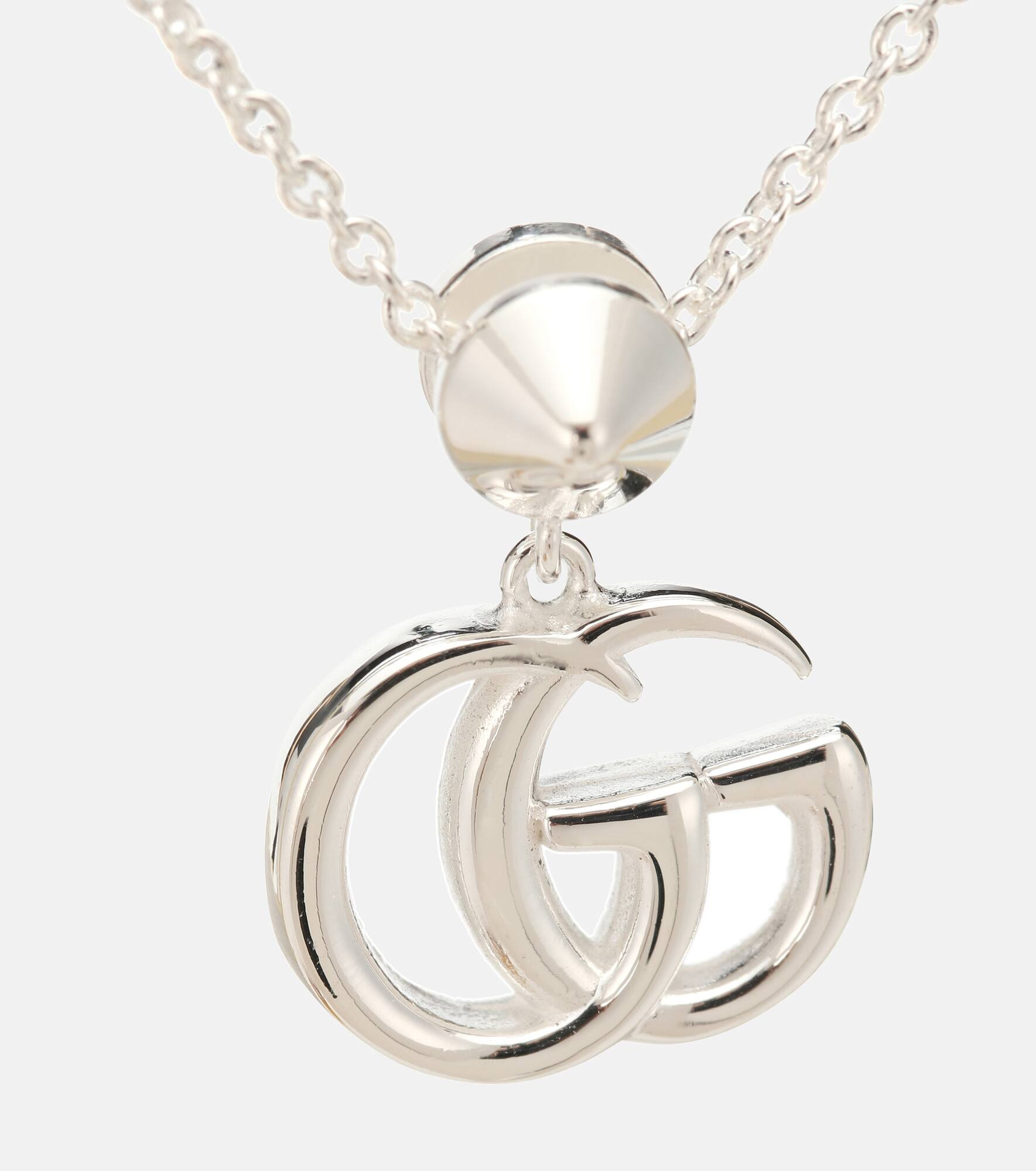 Double G mother-of-pearl and topaz-embellished sterling silver necklace - 4