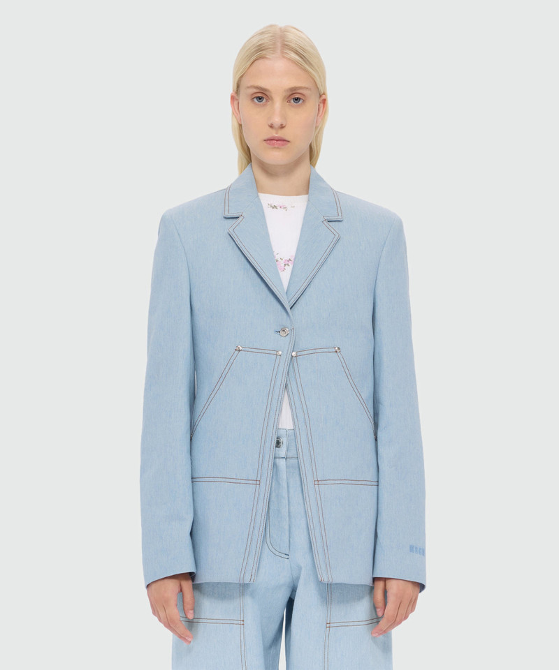 MSGM Raw denim jacket with contrast stitching and single-button front fastening outlook