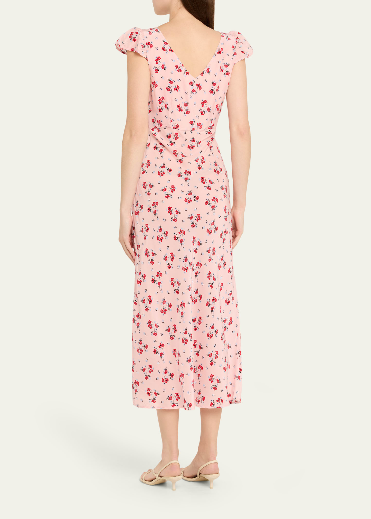 Aurora Floral Flutter-Sleeve Midi Dress - 3