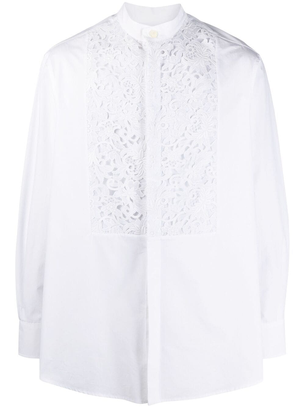 embroidered collarless shirt - 1