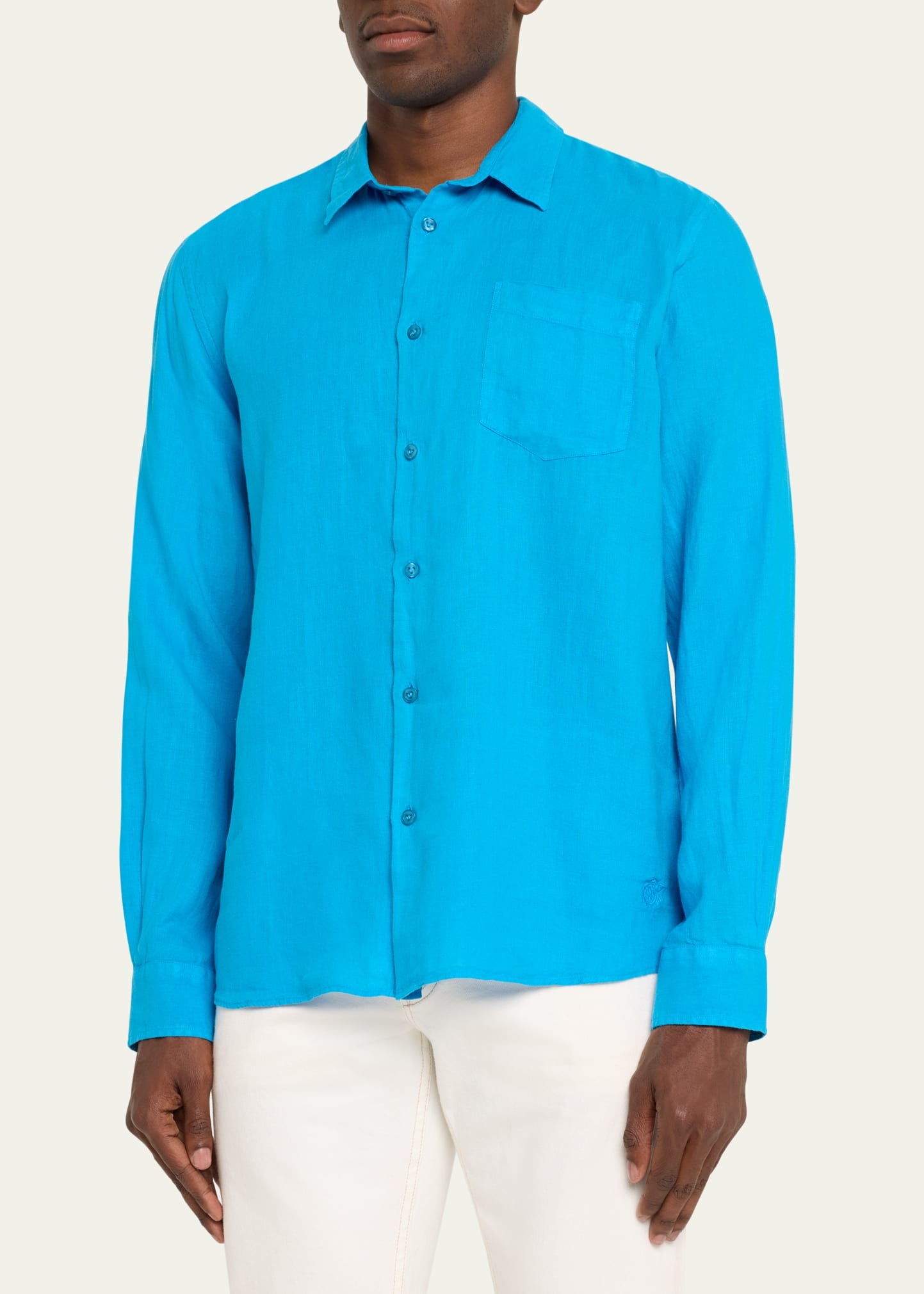 Men's Caroubis Solid Linen Sport Shirt - 4