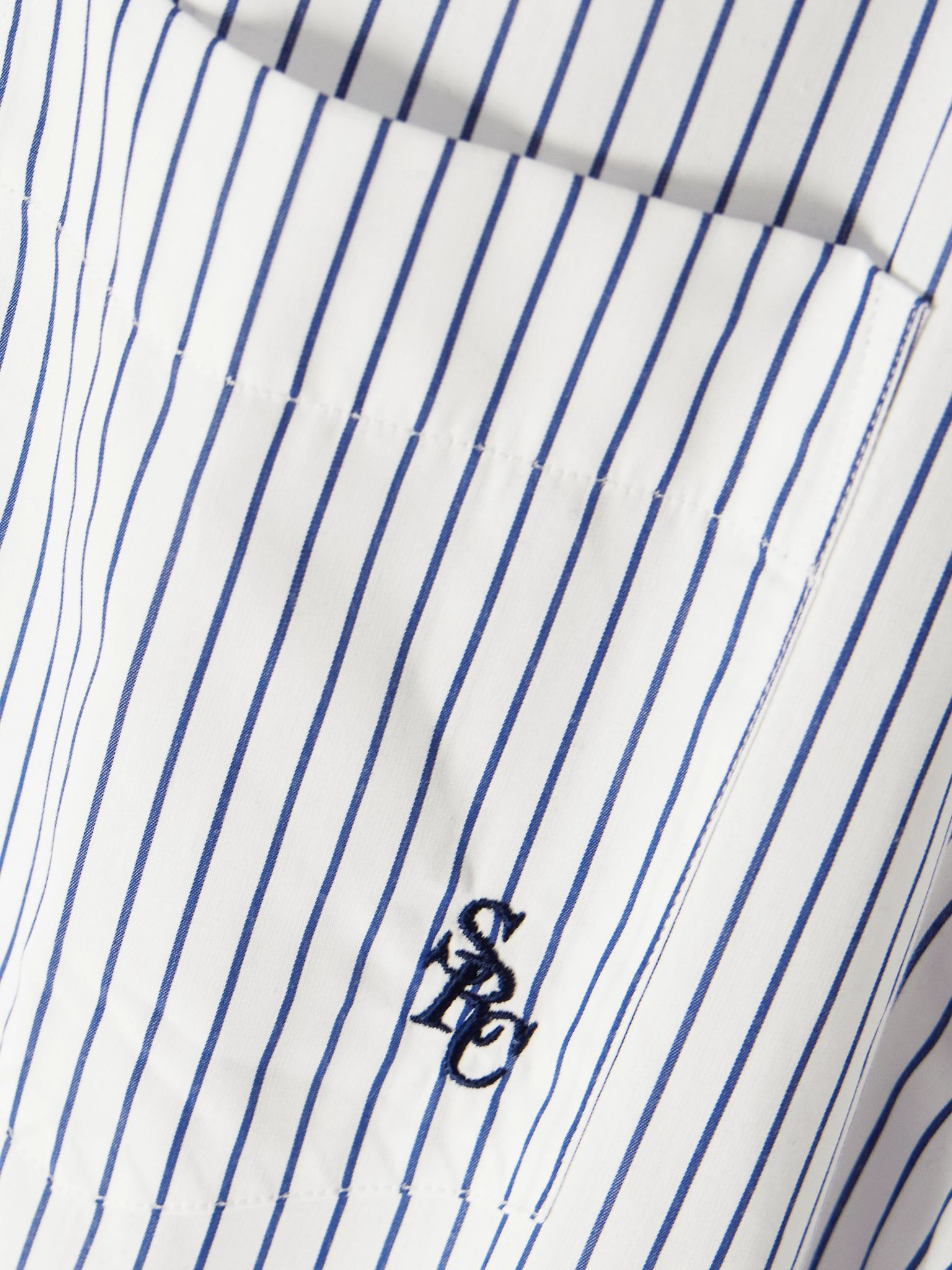 SRC embroidered striped cotton-poplin shirt White - 5