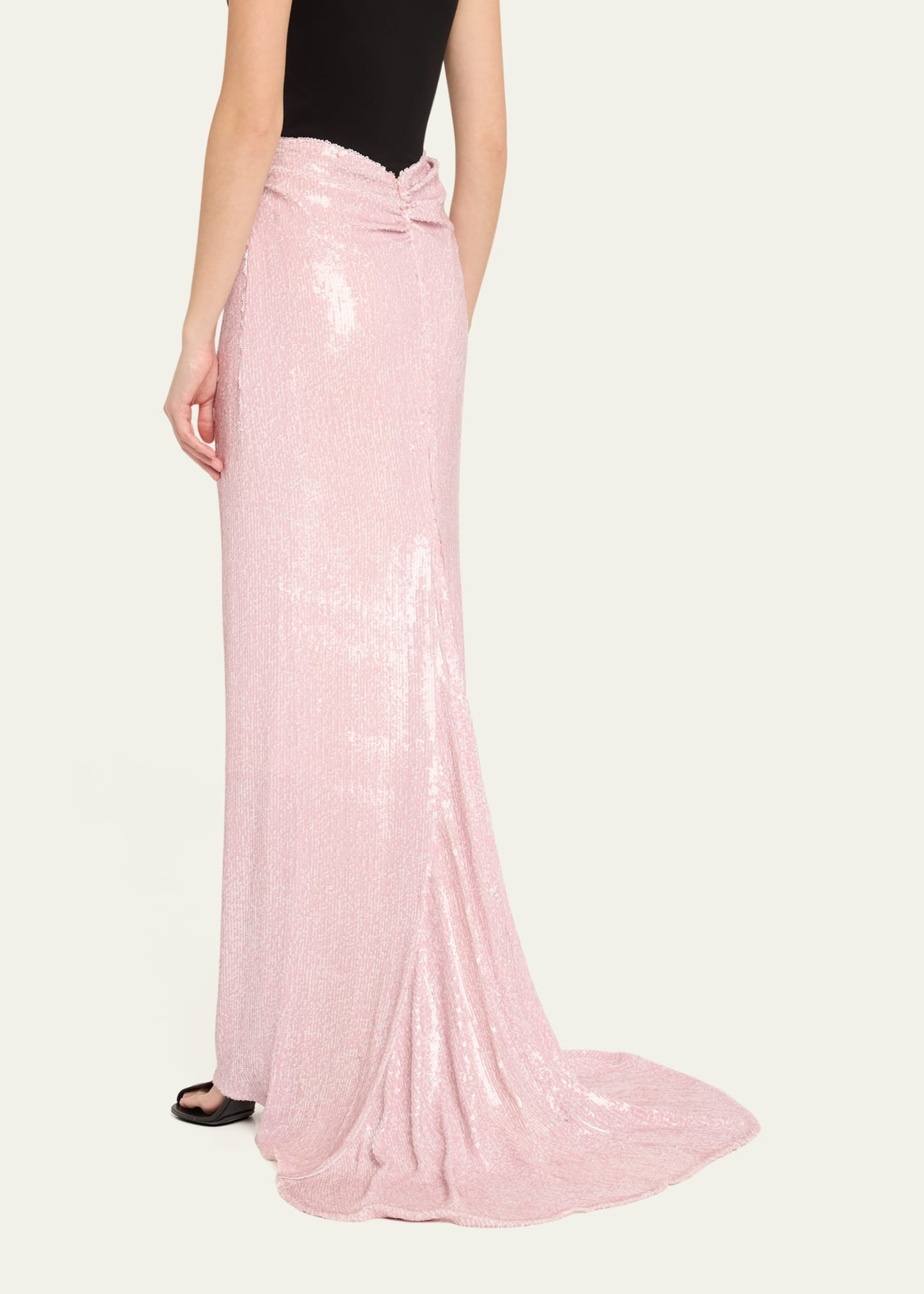 スカート DRIES VAN NOTEN PINK SILK SEQUIN SKIRT Dries Van Noten Ruched Sequin Maxi Skirt | REVERSIBLE