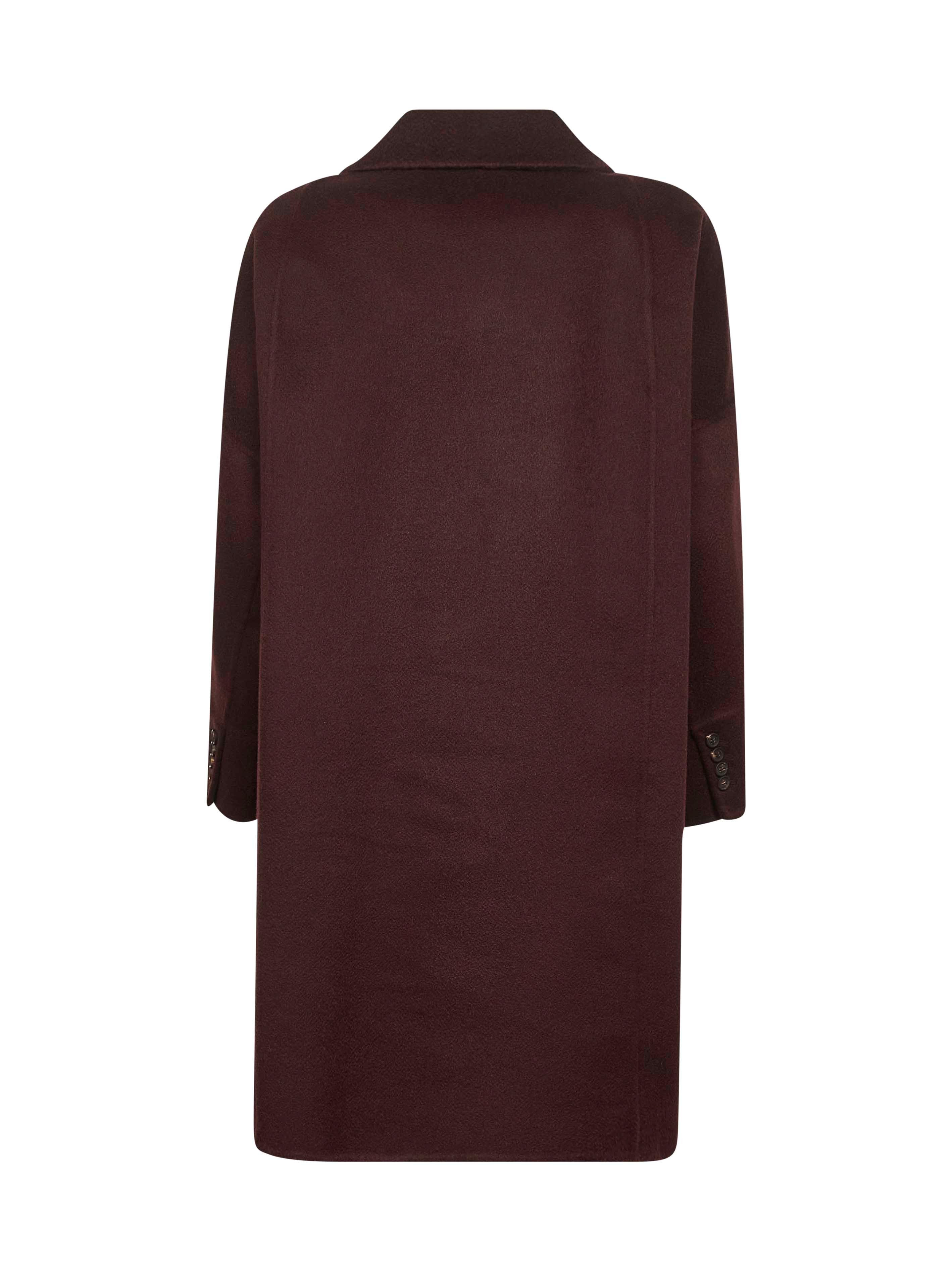 Burgundy cashmere double-breasted cocoon coat - 2